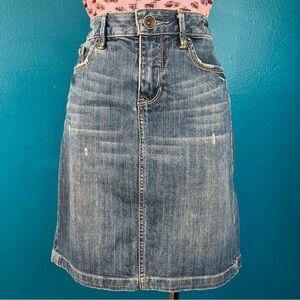 Converse One Star Denim Skirt w/ Back Slit & Braided Detail Size 6